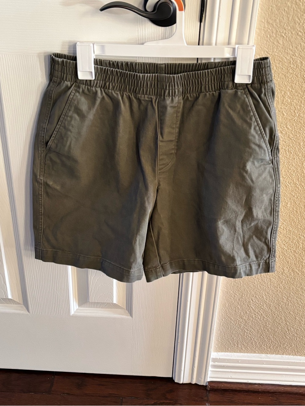 Lands' End Olive Elastic-Waist Flat Front Shorts